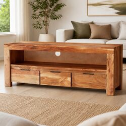 TV Cabinet 110x30x40 cm Acacia Wood Media Storage Unit