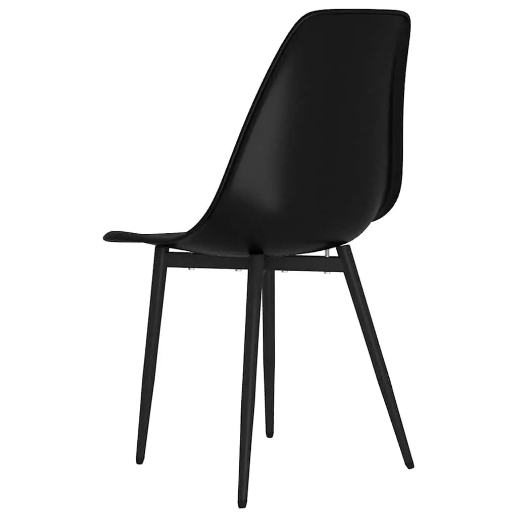 Dining Chairs Ergonomic Metal Black 2 Piece Set Curved Backrest Polypropylene