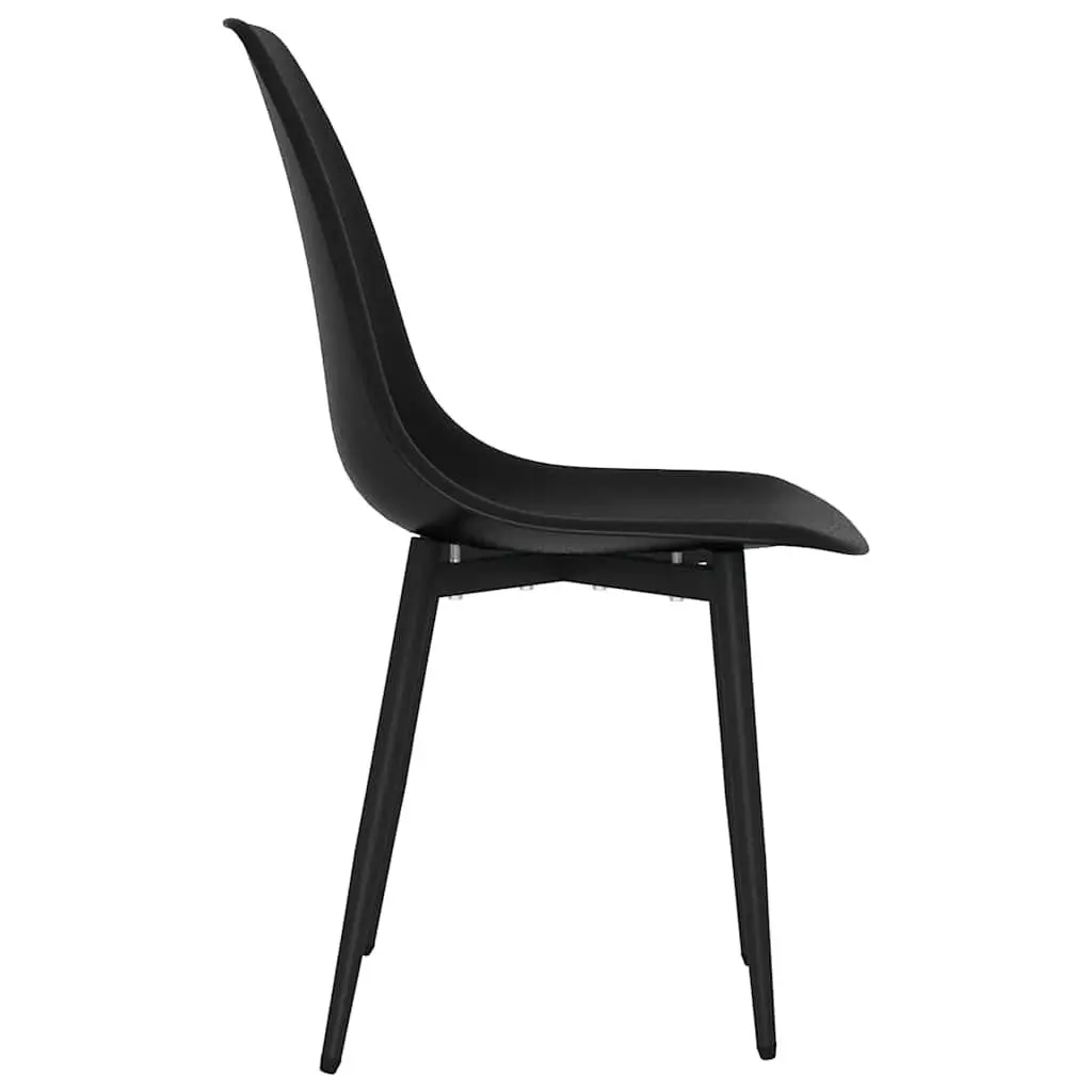 Dining Chairs Ergonomic Metal Black 2 Piece Set Curved Backrest Polypropylene