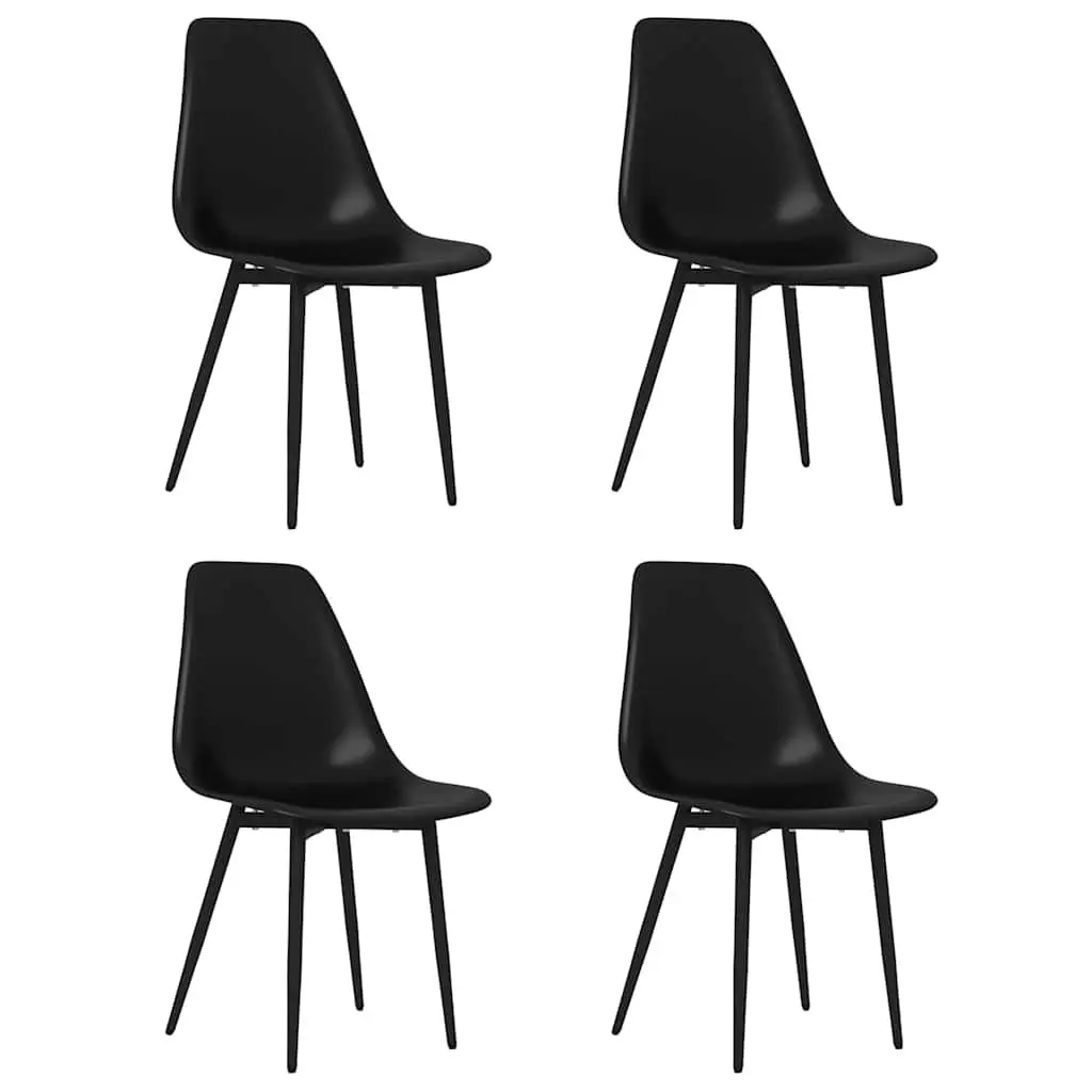 Dining Chairs Ergonomic Curved Backrest Black Set of 4