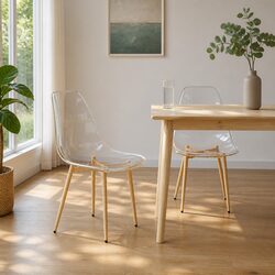 Dining Chairs 2 pcs with Transparent Seats and Metal Legs