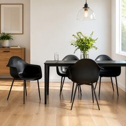 Durable 4-Piece Black Polypropylene Dining Chairs