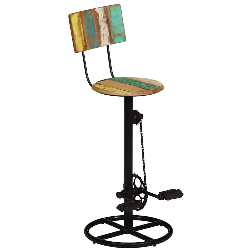 Bar Stools Comfort Backrest 2 Piece Solid Reclaimed Wood Multicolour
