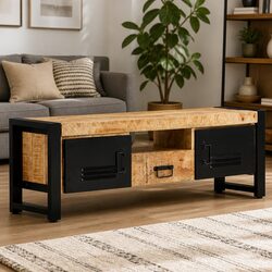 Solid Wood Media Storage Unit 120x30x40 cm