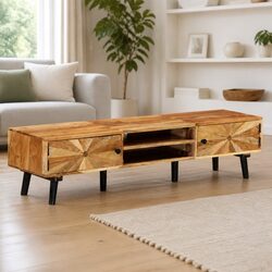 Solid Acacia Wood TV Cabinet 145x35x35 cm Brown Finish