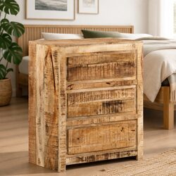 Drawer Cabinet 60x33x75 cm Solid Mango Wood with 3 Drawers