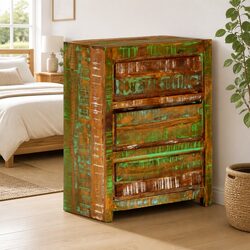 Solid Reclaimed Wood Drawer Cabinet with 3 Drawers