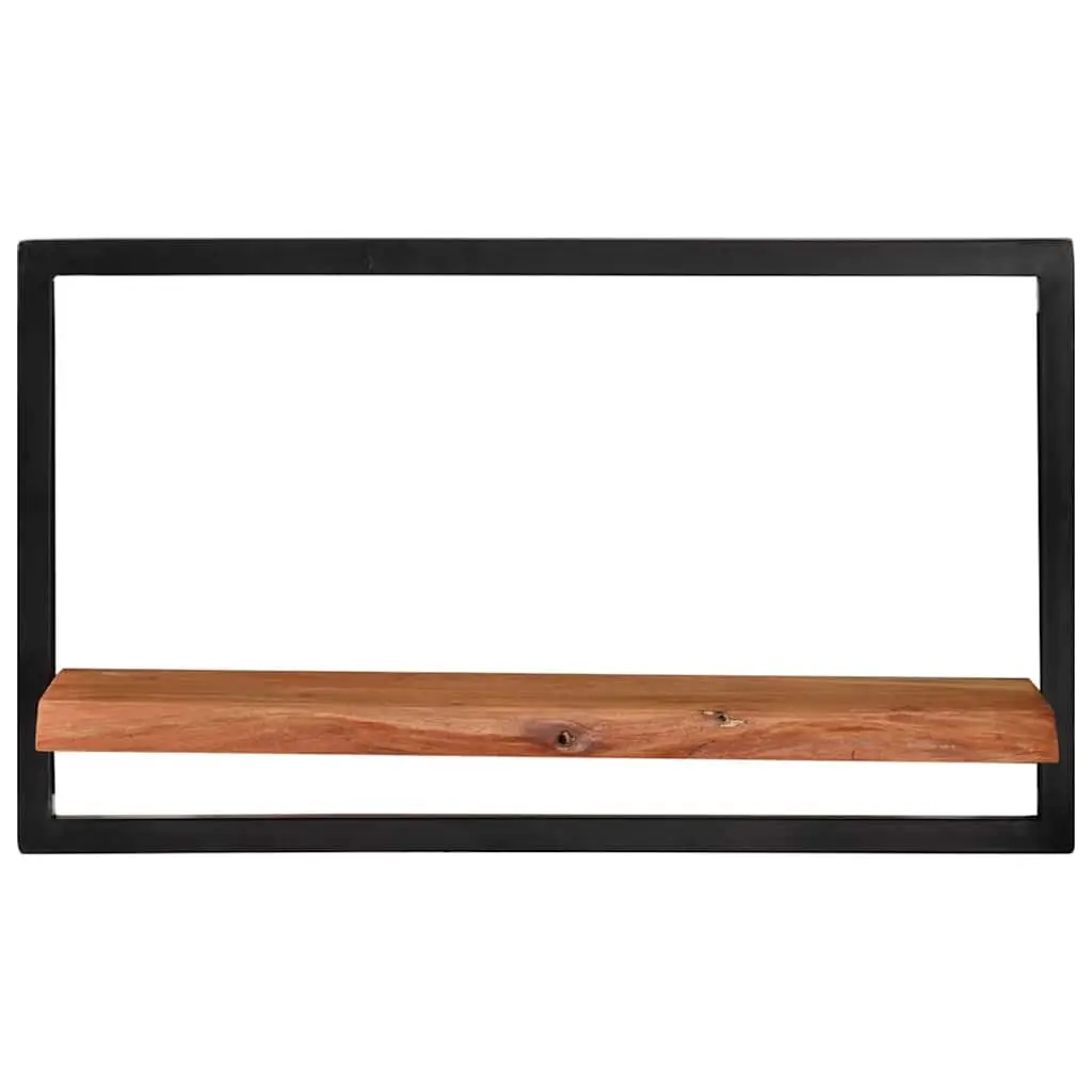 Wooden Wall Shelves Floating Set of 2 Natural Acacia Brown 60 x 25 x 35 cm Storage Display
