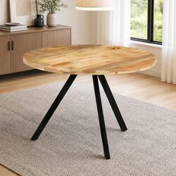 Mango Wood Dining Table 110x75cm with Iron Base