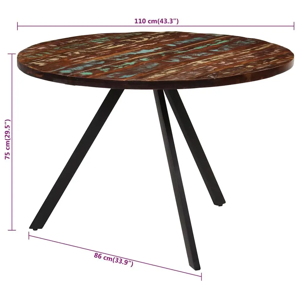 Dining Table Vintage Style Solid Reclaimed Wood 110x75 cm Multicolour