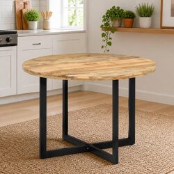 Dining Table with Solid Mango Wood Top 110x75 cm