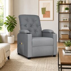 Massage Chair Light Grey Fabric Manual Reclining