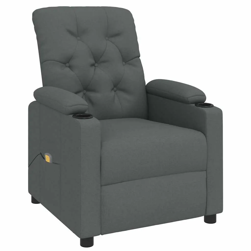 Electric Massage Chair Grey Fabric Manual Reclining 3 Positions 6 Points Vibration