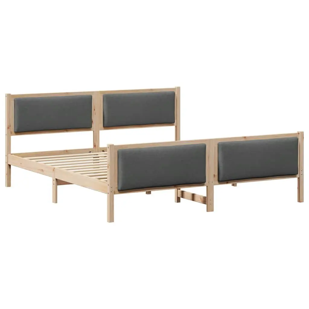 Fabric Upholstered Bed Frame with Headboard Dark Grey 180 x 200 cm Spacious Storage