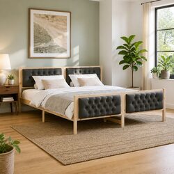 Solid Pine Wood Bed Frame with Headboard 180 x 200 cm
