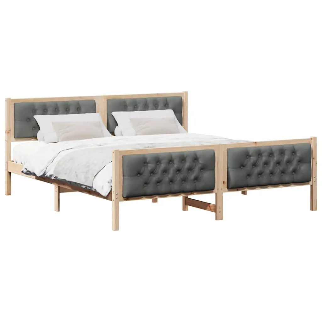 Bed Frame Solid Pine Wood Fixed Slatted Support 180 x 200 cm Brown