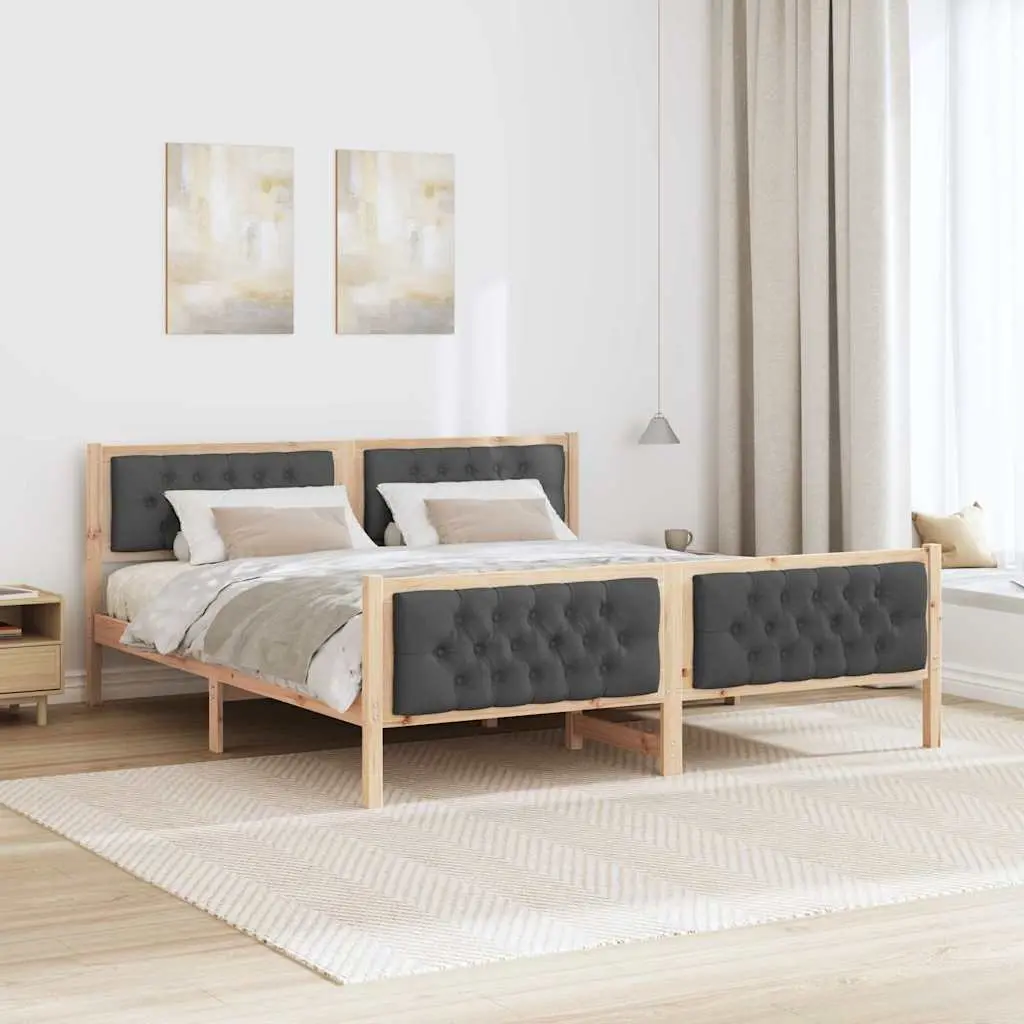 Bed Frame Solid Pine Wood Fixed Slatted Support 180 x 200 cm Brown