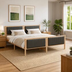 Platform Bed Frame 180 x 200 cm Solid Pine Wood Brown Dark Grey