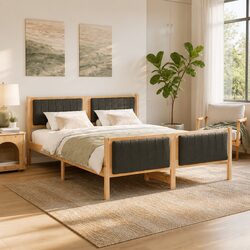 Platform Bed Frame 150x200cm Solid Pine Wood Construction