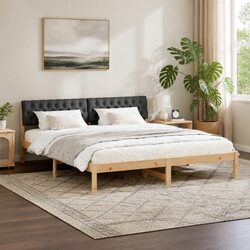 Platform Bed Frame 180 x 200 cm in Brown and Dark Grey