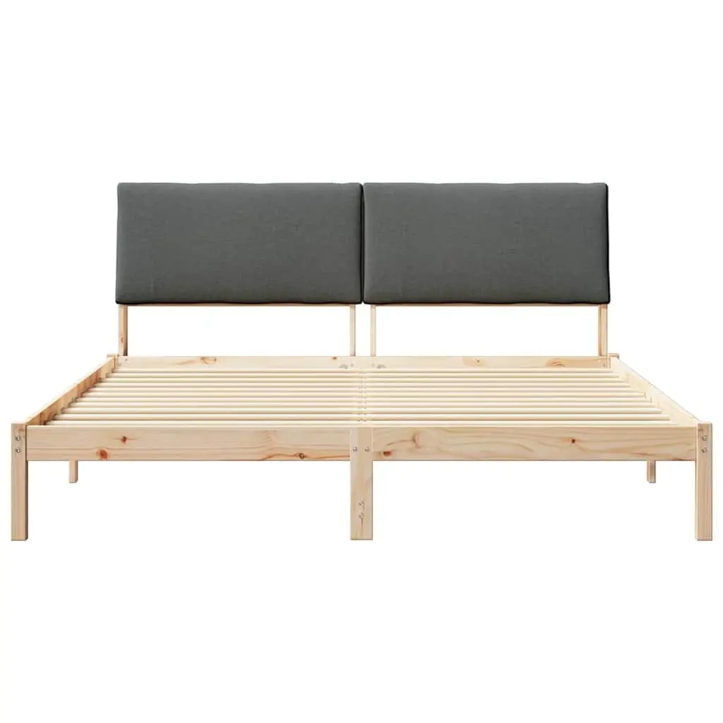 Bed Frame Solid Pine Wood Headboard Modern 180 x 200 cm Brown Dark Grey