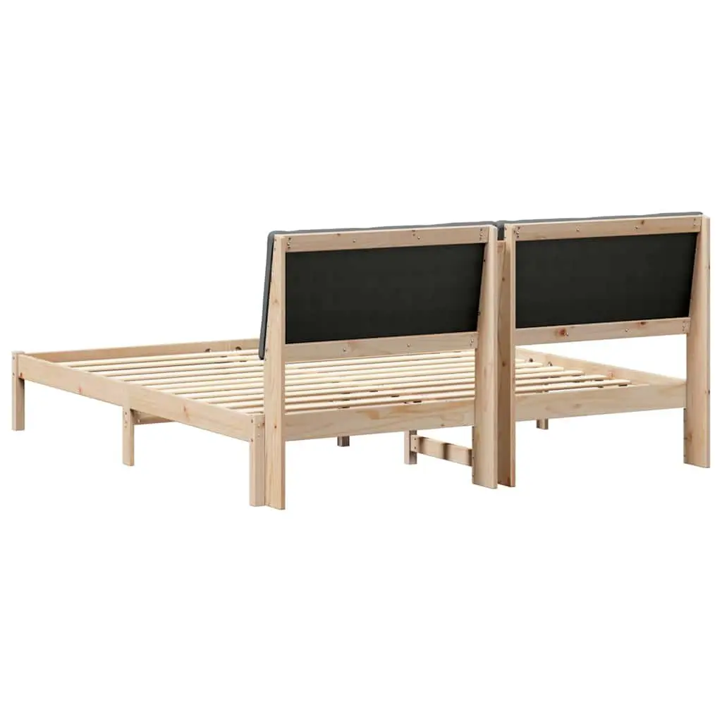 Bed Frame Solid Pine Wood Headboard Modern 180 x 200 cm Brown Dark Grey