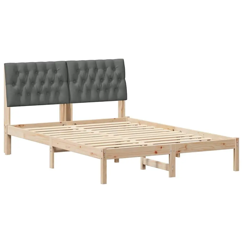 Bed Frame Platform Slatted Base Wall-mounted Headboard Brown 150 x 200 cm