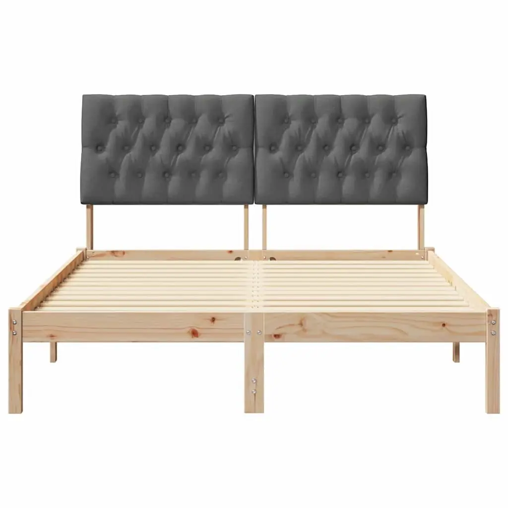 Bed Frame Platform Slatted Base Wall-mounted Headboard Brown 150 x 200 cm