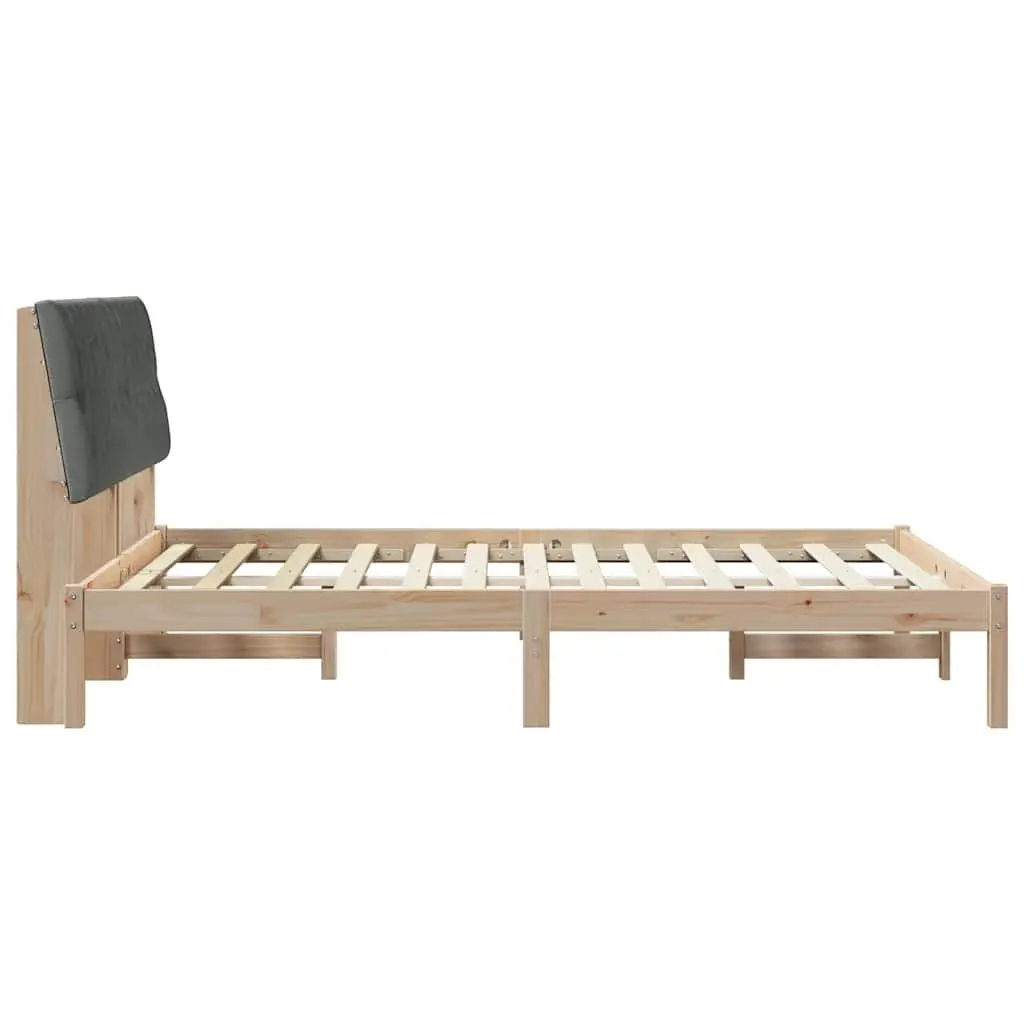 Bed Frame Platform Slatted Base Wall-mounted Headboard Brown 150 x 200 cm
