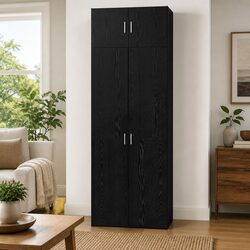 Modular Storage Cabinet Set – Black Engineered Wood