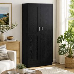 Engineered Wood Black Book Cabinet with Spacious Shelves