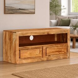Solid Acacia TV Cabinet 88x30x40cm for Media Storage
