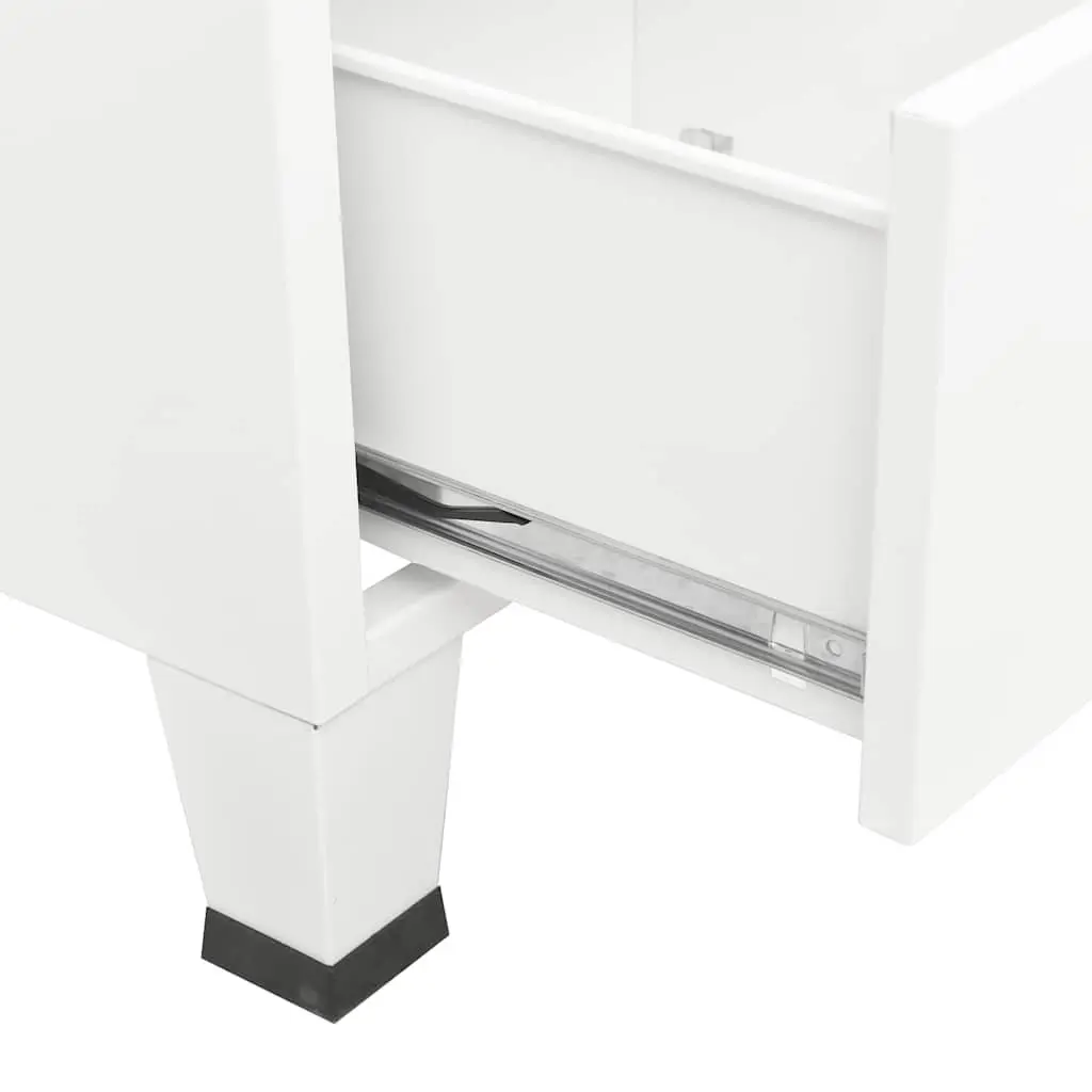 Industrial Storage Cabinet Durable Steel 2 Drawers 2 Shelves White