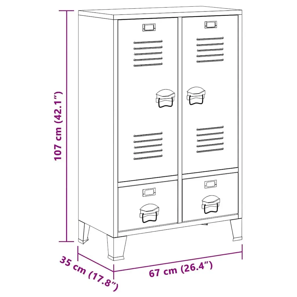 Industrial Storage Cabinet Durable Steel 2 Drawers 2 Shelves White