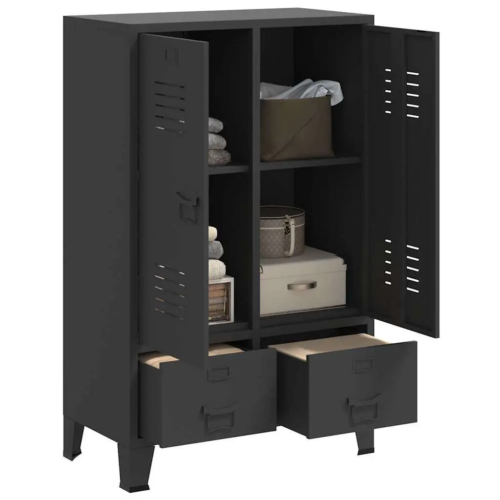 Industrial Wardrobe Storage Cabinet Adjustable Shelves Drawers Anthracite 67x35x107cm