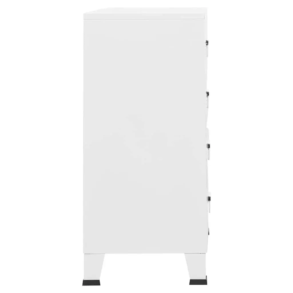 Industrial Drawer Cabinet 4-Drawer Storage Unit Metal White 78W x 40D x 93H cm