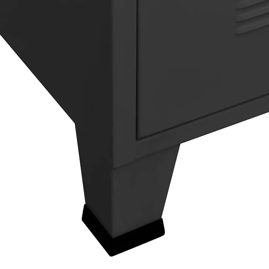 TV Cabinet Industrial Style Metal Storage Unit Black 105cm