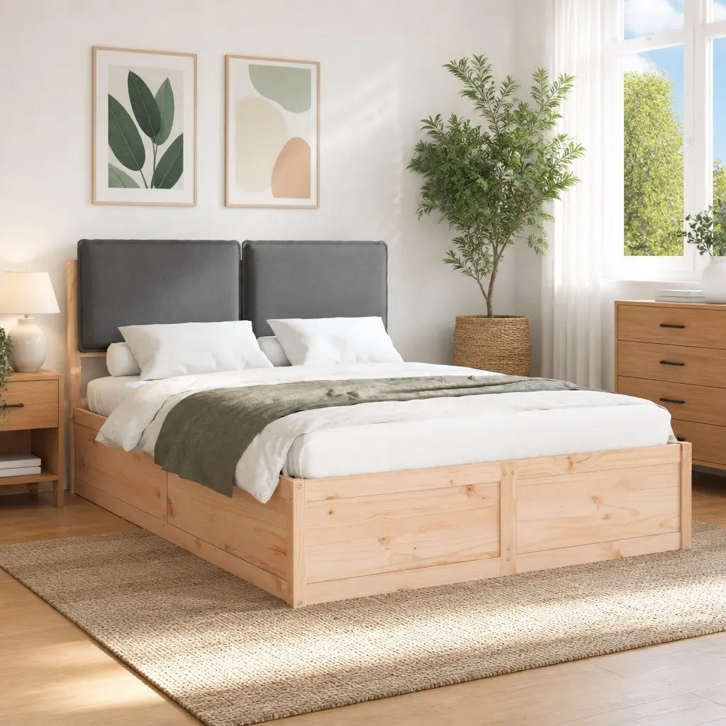 Bed Frame Upholstered Headboard Comfort 135 x 190 cm Dark Grey