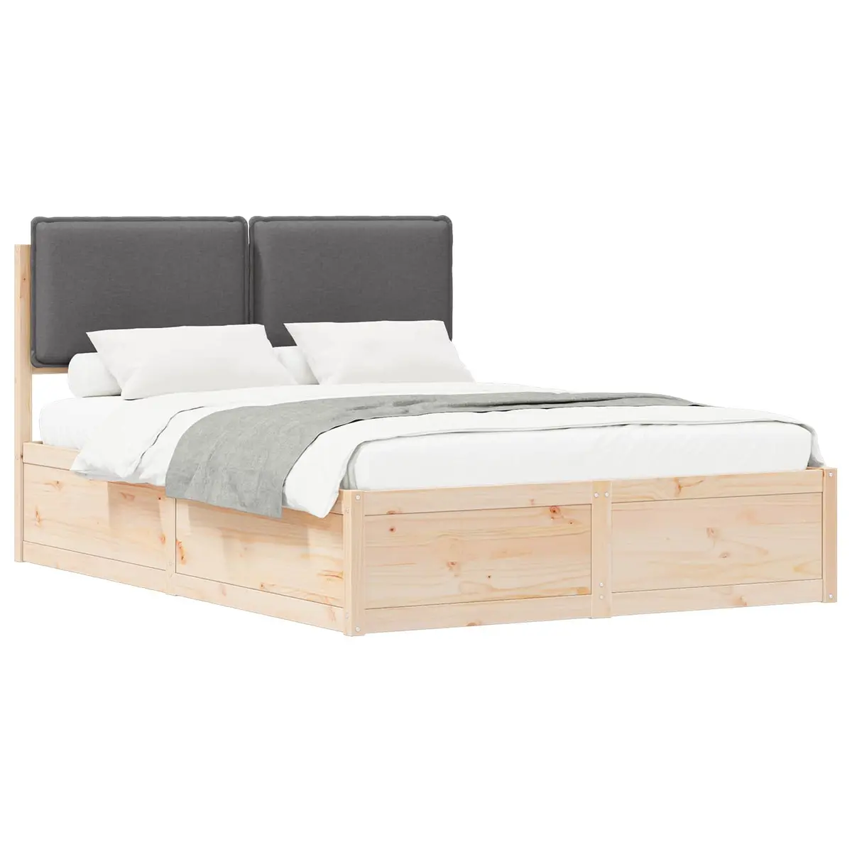 Bed Frame Upholstered Headboard Comfort 135 x 190 cm Dark Grey
