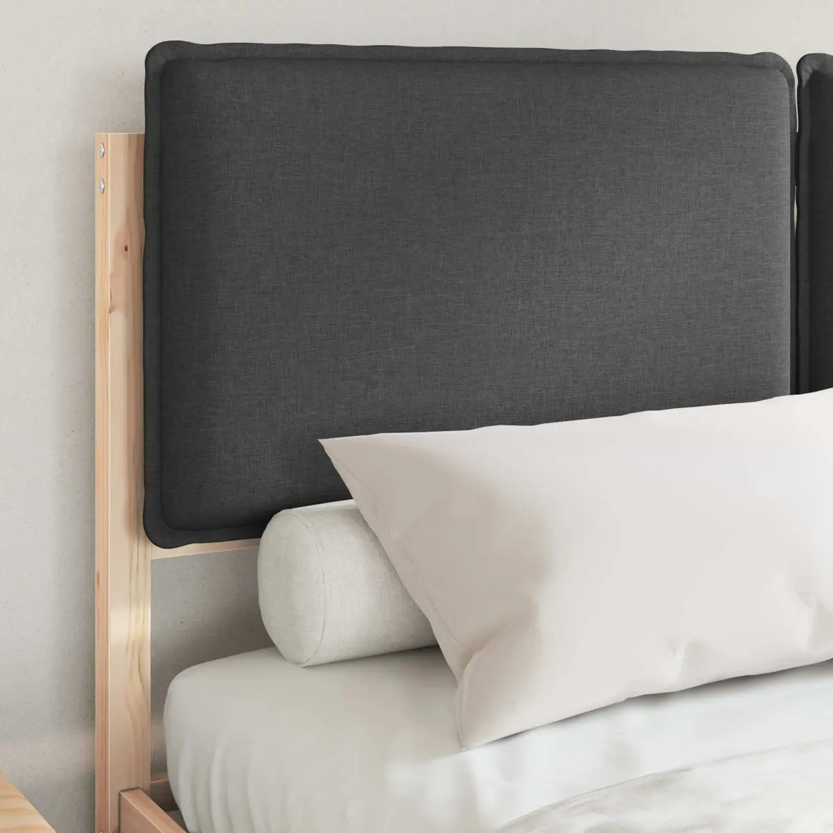 Bed Frame Upholstered Headboard Comfort 135 x 190 cm Dark Grey