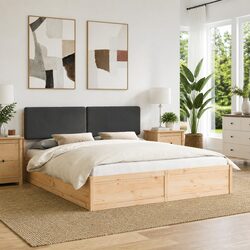 Upholstered Headboard Bed Frame 180 x 200 cm in Dark Grey