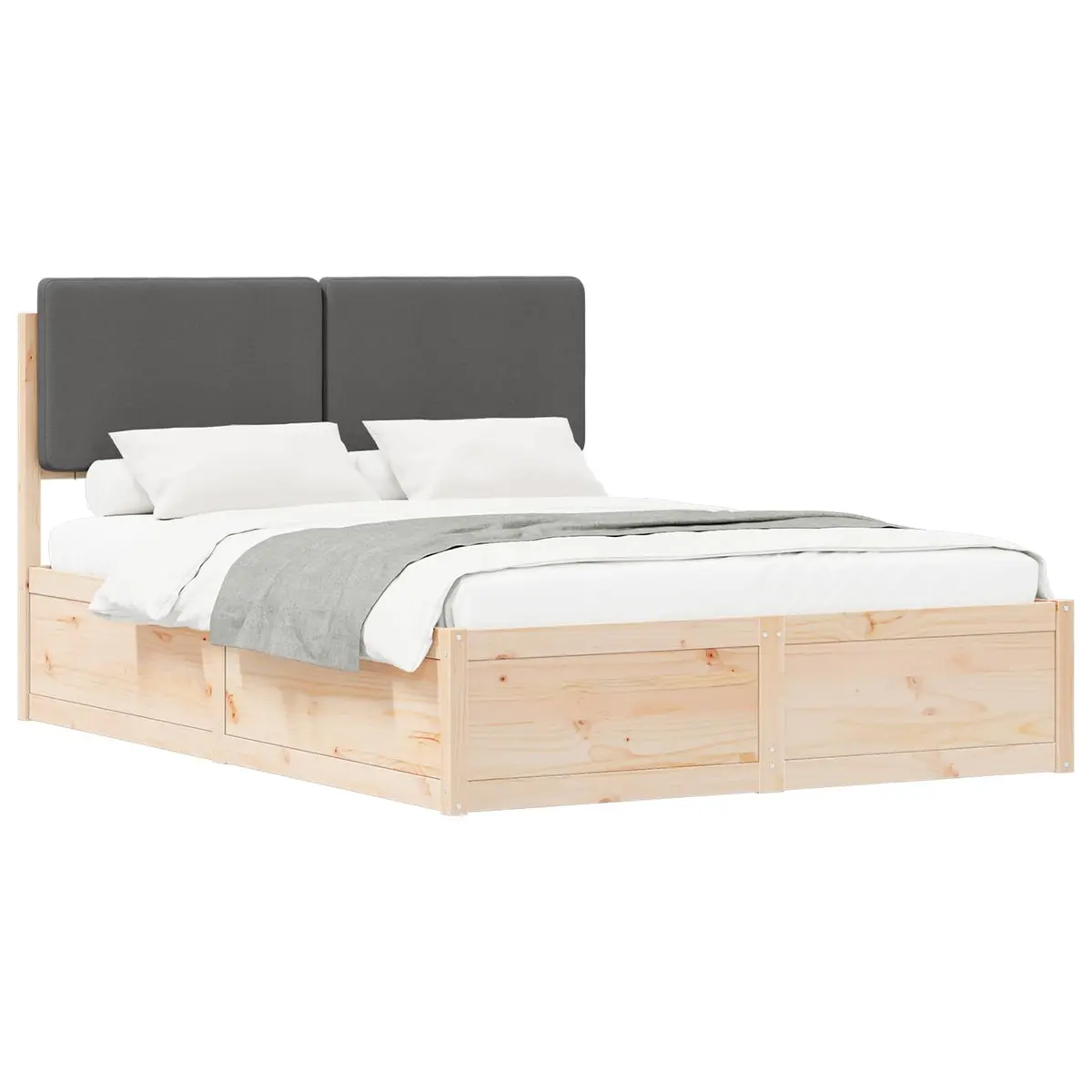 Bed Frame Upholstered Headboard Comfort 150 x 200 cm Grey