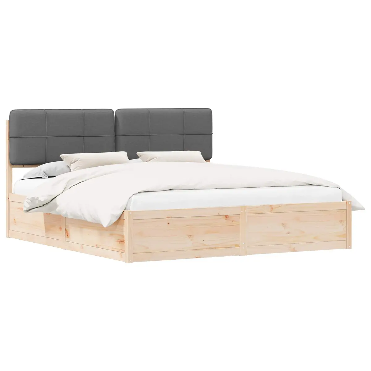 Bed Frame with Upholstered Headboard Grey 180 x 200 cm Modern Bedroom Furniture