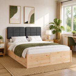 Grey Upholstered Headboard Bed Frame 150 x 200 cm