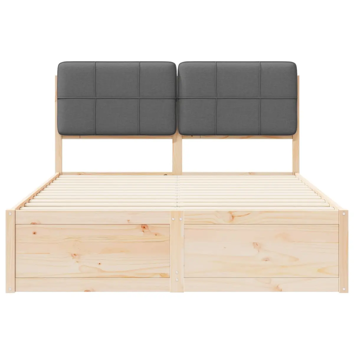 Bed Frame Modern Upholstered Headboard Grey 150 x 200 cm Wooden Platform