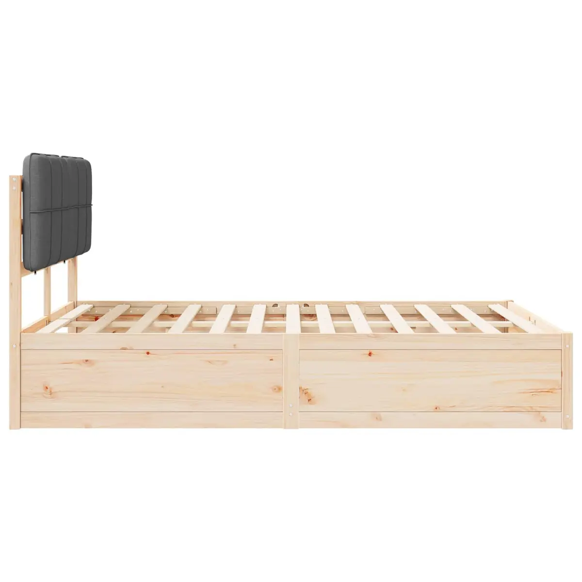 Bed Frame Modern Upholstered Headboard Grey 150 x 200 cm Wooden Platform