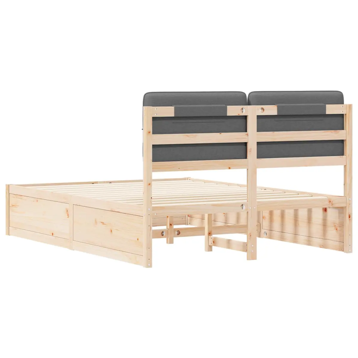 Bed Frame Modern Upholstered Headboard Grey 150 x 200 cm Wooden Platform