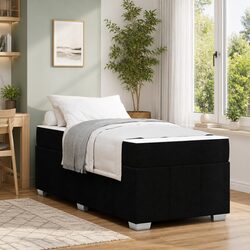 90 x 190 cm Black Fabric Bed Frame with Mattress