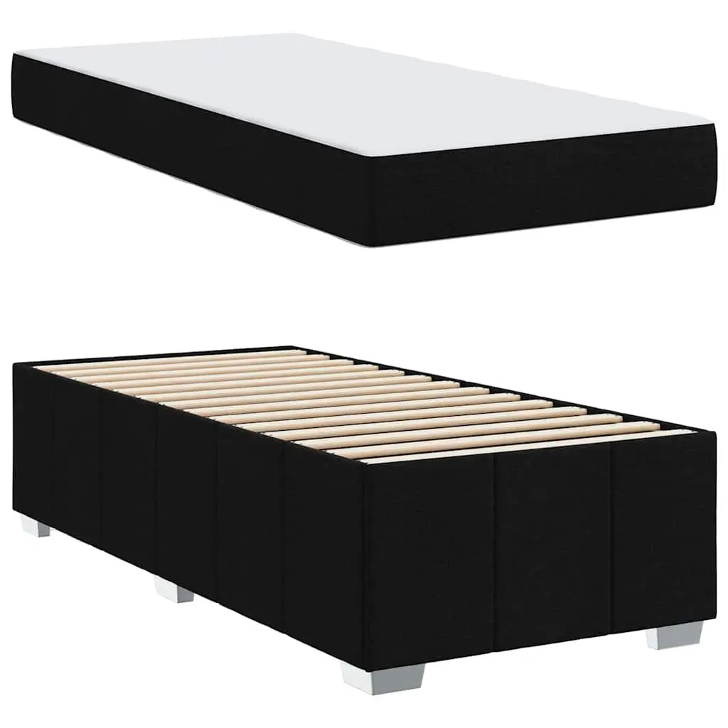 Bed Frame with Mattress Medium Firm 90 x 190 cm Black Fabric