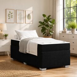 Black Fabric Bed Frame and Mattress Set 90 x 190 cm